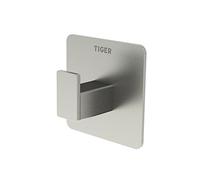 Tiger Hook Pull Square for Clothes and Towels, Adhesive Fixing, 2.2 x 4.5 x 4.5 cm, Brushed Stainless Steel