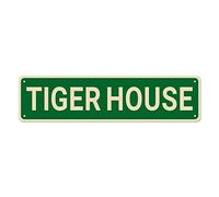 Tiger House Sign, Tiger Decor Tiger Sign Tiger Lover Gift, Funny Wall Decor for Home/Man Cave, Quality Metal Signs 4x16 Inch