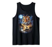 Tiger Howling at The Moon Vintage Fantasy Spirit Art Tank Top