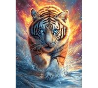 Tiger in A Fiery Magical Glow 300 Piece Count Premium Jigsaw Puzzle Science Fiction Magical Dream For Adults Teens 14+ Concentration Training Indoor Game Family Game Night Creativity Gift Giving 300