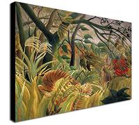 Tiger in a Tropical Storm by Henri Rousseau 1891 - Wrapped Framed Canvas Wall Art - Various Sizes (A2 [61cm x 41cm])