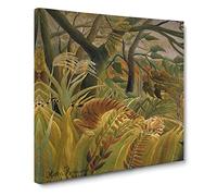 Tiger In A Tropical Storm by Henri Rousseau Canvas Print | Gallery Wrapped 30mm Frame Wall Art | 20x20 inches | Ready to Hang | Classic Animals Picture | Living Room Bedroom Lounge Office