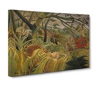 Tiger In A Tropical Storm By Henri Rousseau Canvas Print | Gallery Wrapped 30mm Frame Wall Art | 30x20 inches | Ready to Hang | Classic Animals Picture | Living Room Bedroom Lounge Office