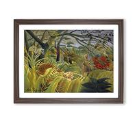 Tiger In A Tropical Storm By Henri Rousseau Classic Painting Framed Wall Art Print, Ready to Hang Picture for Living Room Bedroom Home Office Décor, Walnut A4 (34 x 25 cm)
