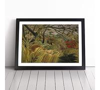 Tiger In A Tropical Storm By Henri Rousseau Framed Wall Art Print A3 Black