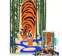 Tiger in Bamboo Forest Jigsaw Puzzle for Adults 1000 Pieces Smart Reason Toy Group Joy Smooth Edge Fine Art Piece 38x52cm