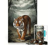 Tiger in Bamboo Forest Jigsaw Puzzles for Teenagers 1000 Piece Clear Logic Toy Peaceful Fun Perfect Cut Warm Surprise 38x26cm