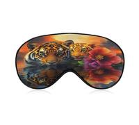Tiger in Beach Sunset Comfortable Sleep Mask with Adjustable Strap Soft Eyeshade for Night Sleeping Flight Nap Travel