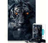 Tiger in Black Smoke 1000 Piece Jigsaw Puzzle for Adults Brain Challenge Toy Group Play Clear Cut Lovely Present 50x75cm