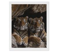 Tiger in Cave Diamond Art Kits for Adults, DIY 5D Diamonds Painting Kits for Beginner, Round Full Drill Diamond Dots Painting, 16"x20" Diamonds Pictures Gem Art and Crafts Wall Decor