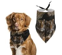 Tiger in Cave Dog Bandanas for Feeding Grooming, Triangle Pet Bibs Washable Pets Scarf for Cats & Dogs
