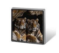 Tiger in Cave Square Lapel Pin Women's Novelty Buttons & Pins Metal Badge Cute Brooch Pin Retro Pinback Badge Fashion Bag Pins for Hat Backpacks Tie Suit Wedding Party Accessory
