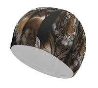 Tiger in Cave Swim Cap for Women Men Swimming Hat Bath Waterproof Pool Caps for Long Thick Curly Hair