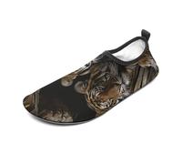 Tiger in Cave Water Shoes for Men Women, Lightweight Stretch Swim Shoes with Anti-Slip Rubber Sole, Quick-Dry Aqua Socks for Pool, Beach, Surfing, Style, 10 Women/10 Men