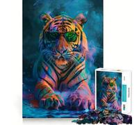 Tiger In Colorful Paint Jigsaw Puzzles 1000 Pieces for Teenagers Mind Skill Toy Casual Fun Design Assembly Stylish Gift 38x52cm