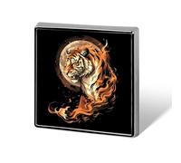 Tiger in Flames Moon Custom Lapel Pins Square Brooch Tie Suit Dress Accessories for Men Women Wedding Birthday