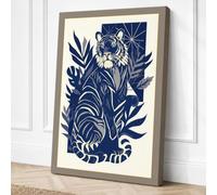 Tiger in Foliage Art Deco Canvas Wall Art Print 18x12 Inch