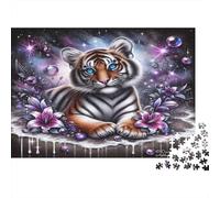 Tiger in Galaxy Puzzle 1000 Piece Recycled Paper for Adults Adult Jigsaws Impossible Hard Challenging Family Game Fun Home Present Great Gift for Men Women 52x38cm/1000pcs