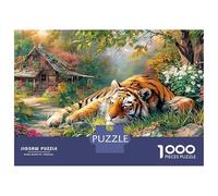 Tiger in Garden PuzzleTiger in Vibrant Enchanted Garden 1000 Pieces Challenge High Difficulty Wall Decor Colourful Challenging Brainteasing for Adults Kids 52x38cm/1000pcs