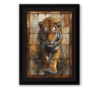 Tiger in Geometry Modern Framed Wall Art Print A1 (84.1×59.4cm) Black, Wall Decor for Living Room, Bedroom, Office & Home, Ready to Hang, Art Gift