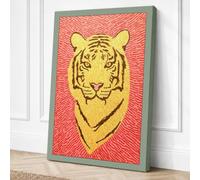 Tiger in Gold Graphic Art Canvas Wall Art Print 18x12 Inch