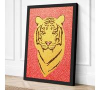 Tiger in Gold Graphic Art Canvas Wall Art Print 18x12 Inch