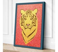 Tiger in Gold Graphic Art Canvas Wall Art Print 24x16 Inch
