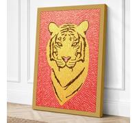 Tiger in Gold Graphic Art Canvas Wall Art Print 24x16 Inch