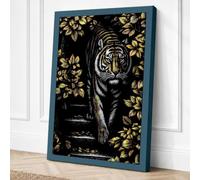 Tiger in Gold Maximalist Canvas Wall Art Print 18x12 Inch