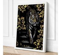 Tiger in Gold Maximalist Canvas Wall Art Print 24x16 Inch