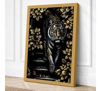 Tiger in Gold Maximalist Canvas Wall Art Print 24x16 Inch