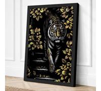 Tiger in Gold Maximalist Canvas Wall Art Print 36x24 Inch