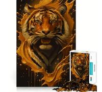 Tiger in Golden Liquid Splash 1000 Piece Jigsaw Puzzles for Adults Mind Exercise Toy Casual Fun Precision Cut Artistic Gift 38x52cm