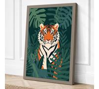 Tiger in Jungle Depths Canvas Wall Art Print 18x12 Inch