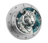 Tiger in Jungle Kitchen Timer Visual Timer for Cooking 60 Minute Wind Up Timers Stainless Steel Manual Magnetic Countdown Visual Mechanical Timers Cooking Clock with Loud Alarm
