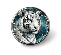 Tiger in Jungle Round Lapel Pin Women's Novelty Buttons & Pins Metal Badge Cute Brooch Retro Pinback Badge Fashion Bag Pins for Hat Backpacks Tie Suit Wedding Party Accessory, silver, Circular