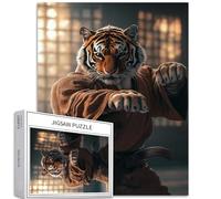 Tiger in Karate Uniform 1000 Piece Jigsaw Puzzles for Adults Dojo Background Art Jigsaw Puzzle Challenging Family Activity Games Colorful DIY Craft Puzzle for Home Decor Gifts 20×27 Inches