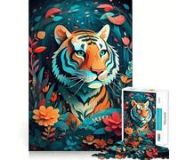Tiger in Magic Forest Hard Jigsaw Puzzle for Adults 1000 Pieces Recall Upgrade Gentle Relax Clear Cut Unique Gift 38x52cm