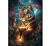 Tiger in Magical Forest 300-piece Jigsaw Puzzle Bundle Fairy Tale Animal Plant Family Puzzle Lovers Brain Training Mindful Activity Spring Paperboard Creativity & Gift Giving 300 PCS