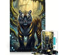 Tiger in Magical Forest Jigsaw Puzzles 1000 Piece for Teenagers Mind Skill Toy Cozy Relax Design Assembly Thoughtful Gift 38x26cm