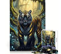 Tiger in Magical Forest Jigsaw Puzzles 1000 Piece for Teenagers Mind Skill Toy Cozy Relax Design Assembly Thoughtful Gift 38x26cm