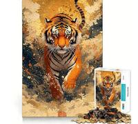 Tiger in Motion Adults Puzzles 1000 Piece Jigsaws Brain Teaser Home Pastime Image Assembly Memorable Gift 38x26cm