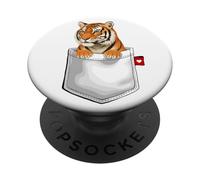 Tiger In Pocket Peeking Cute Animal Tiger PopSockets Adhesive PopGrip
