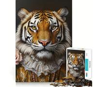 Tiger in Regal Attire 1000 Teenager Pieces Jigsaw Puzzle Brain Challenge Toy Home Activity Clear Cut Heartfelt Gift 38x52cm