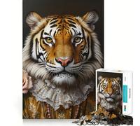 Tiger in Regal Attire Hard Jigsaw Puzzle for Adults 1000 Pieces Boost Recall Calm Escape Tight Edge 50x75cm