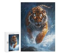 Tiger in Storm: Winter Activity Gift, 300 PCS Wooden Brain Teaser for Adults, with A Decorative Finished Picture
