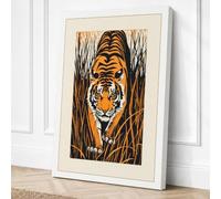 Tiger in Tall Grass Rustic Canvas Wall Art Print 36x24 Inch (91 x 61 cm)