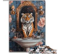 Tiger in The Bathroom Jigsaw Puzzles for Teenagers, for Age 14+ Fun Games Fun Activities at Home, Birthday Gifts, Travel Gifts (26x38cm)