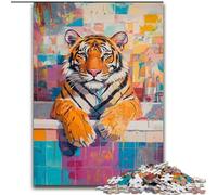 Tiger in The Bathroom JigsawPuzzle 1000 Pieces for Adults, Family Activity Fun at Home Activities, Birthday Present,Travel Gifts (26x38cm)