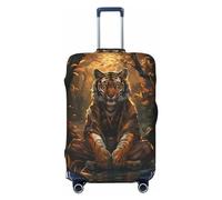 Tiger in the Fallen Leaf Forest Travel Luggage Covers - Elasticity Suitcase Covers Protector for Luggage 18-32 Inch